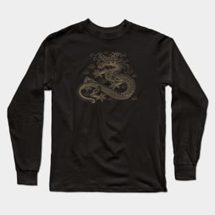 Gold Chinese Dragon Long Sleeve T-Shirt